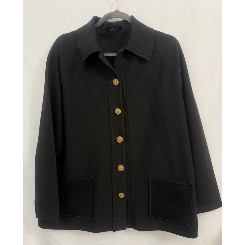 VTG‎ Hedy Knits of California Black Button-Up Cardigan Sweater Jacket Womens 3XL